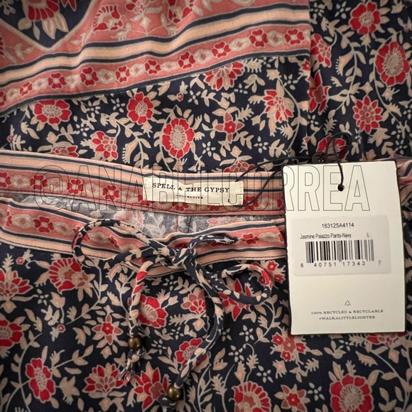 🚫SOLD🚫 NWT Spell Jasmine Navy Palazzo Pants and Matching Top Set – Large - Picture 4 of 9